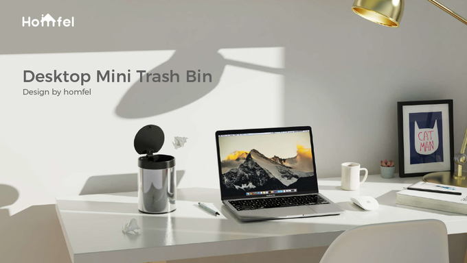 Support Room Space Selection 1.5L OEM Stainless Steel Desktop Mini Trash Bin with Press Open