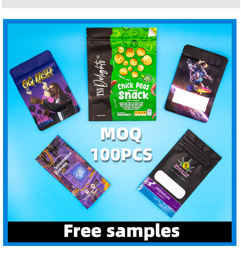 Doypack Colorful Printing Custom Aluminum Foil Resealable Stand Up Smell Proof Zipper Mylar Packaging Pouch Bag