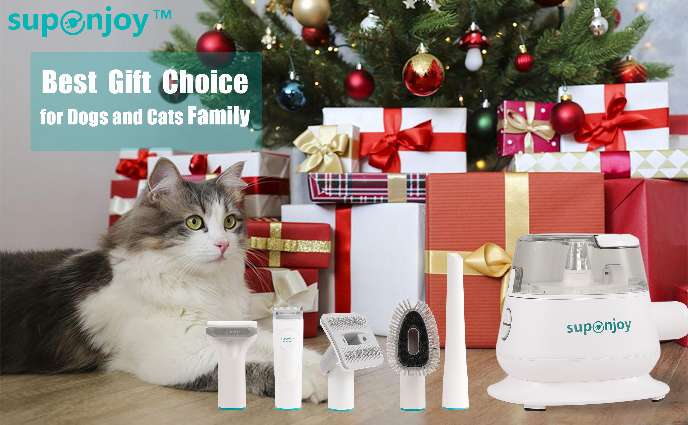 5 in 1 Handheld Pro Pet Groomer Hair Vacuum Cleaner Pet Grooming Kit Tools for Dogs and Cats