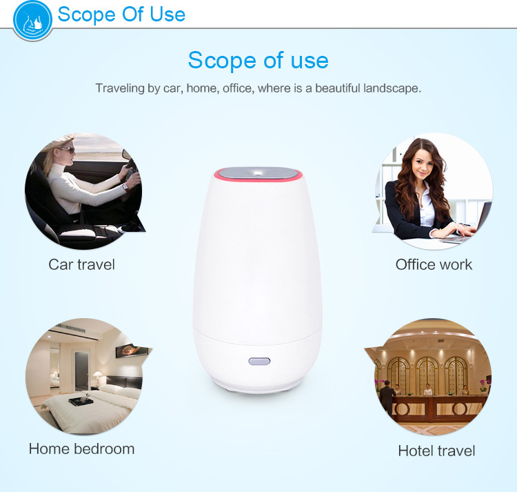 60ML Portable USB Plastic Aroma Diffuser With 7 Colors Night Light And Auto Shut-Off