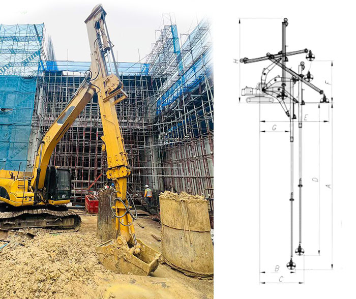 BS900E 3 Section Long Telescopic Dipper Arm For Cat Hitachi Komatsu Excavators