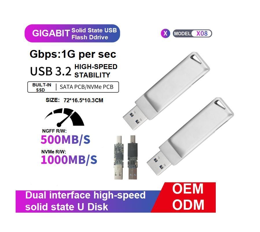 Portable Type-C Solid State Disks USB 3.2 Flash Drive Provides a Read Speed of up to 550MB/S and a Write Speed of 1000MB/S 2tb SATA and Nvme Interface