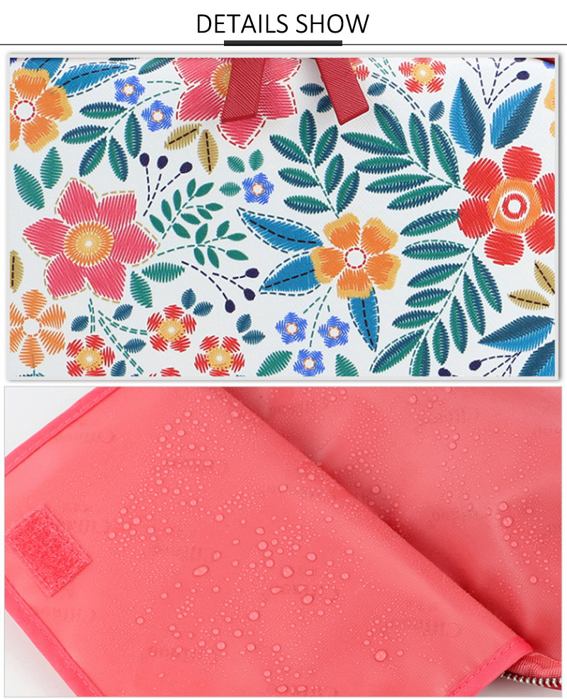 Floral PU L24*D9*H19CM Makeup Organizer Travel Bag
