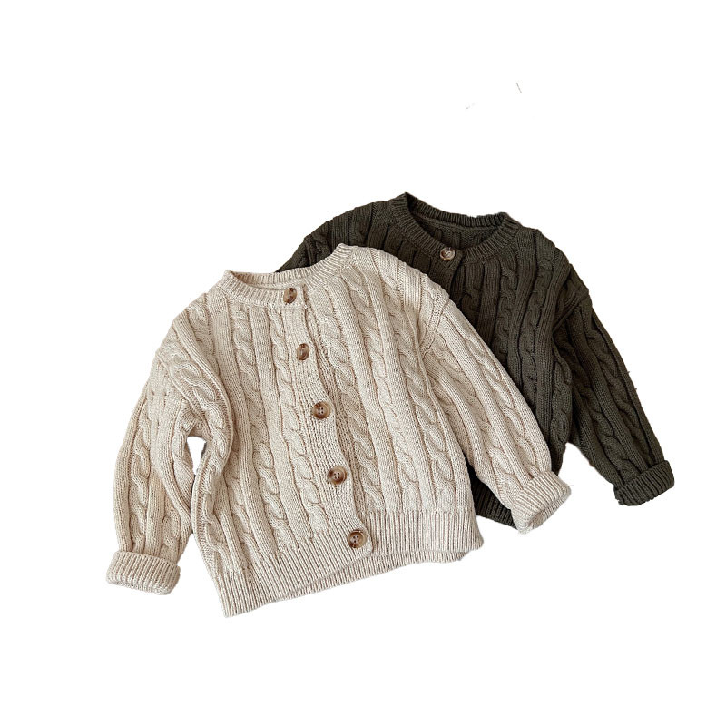 Mommy And Me Chunky Knitted Sweater Cardigan Cotton Thick Winter Hand Knit Button Down Sweater