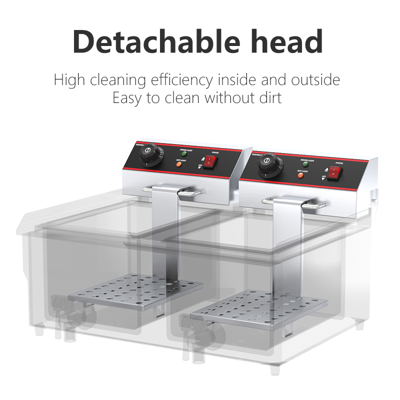 Commercial Equipment Healthy Electric Fryer 2 Tank 2 Basket for Industrial Machine