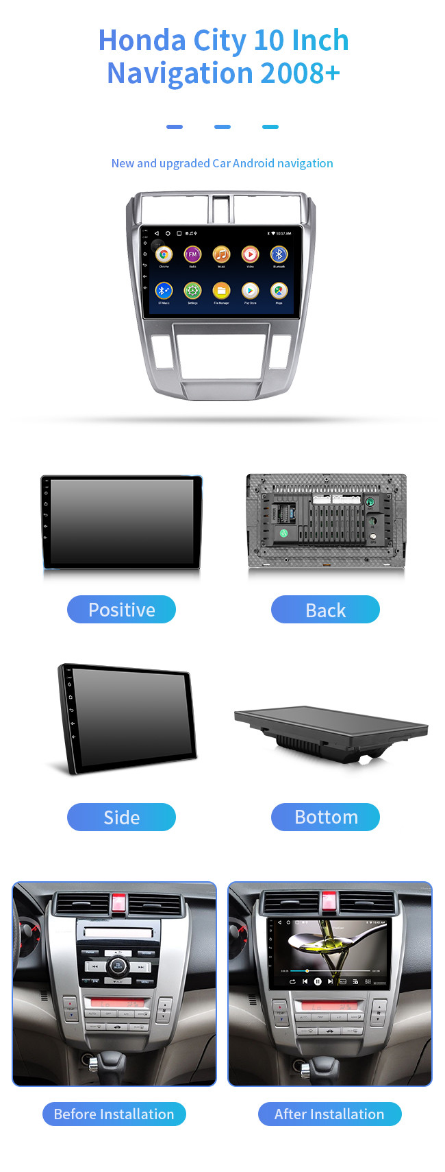 4-Core For Honda City 2008+ Online Music Car Computer Bluetooth Car Navigation
