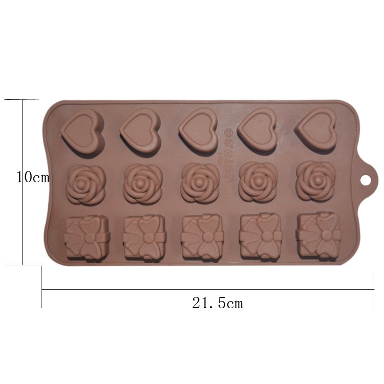 Silicone Custom Chocolate Molds Rose Heart Shaped For Candy Cake
