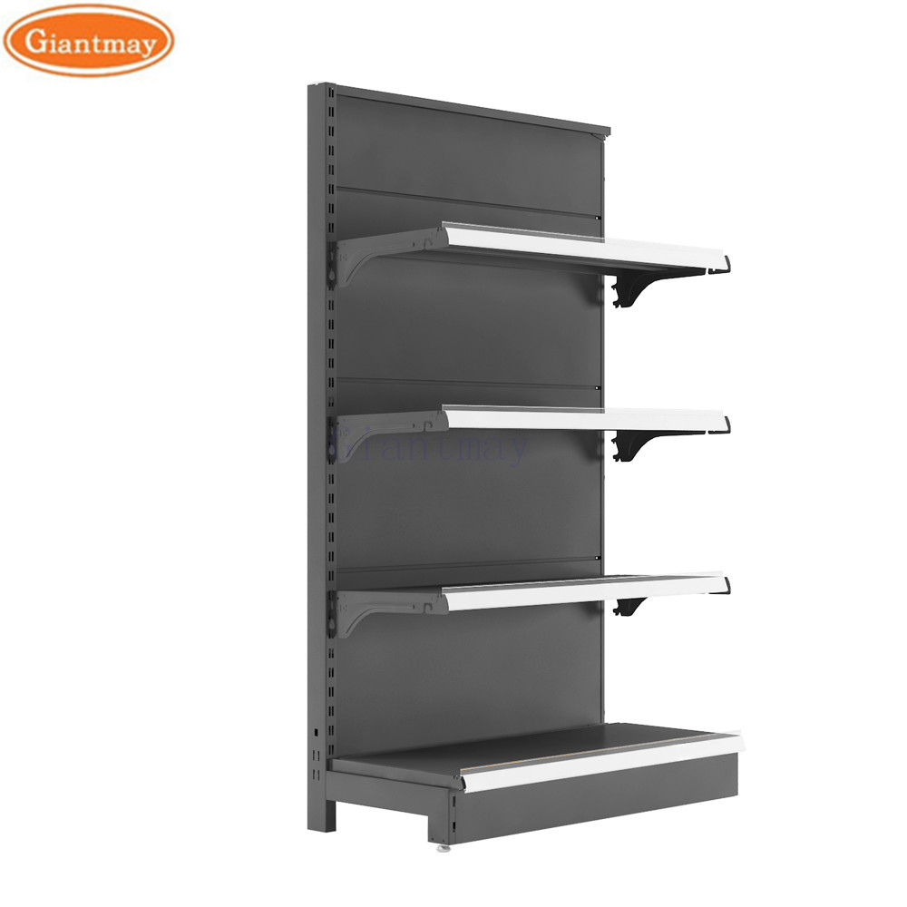 Double Sides Retail Metal Supermarket Shelf Display Racks For Groceries And Snacks
