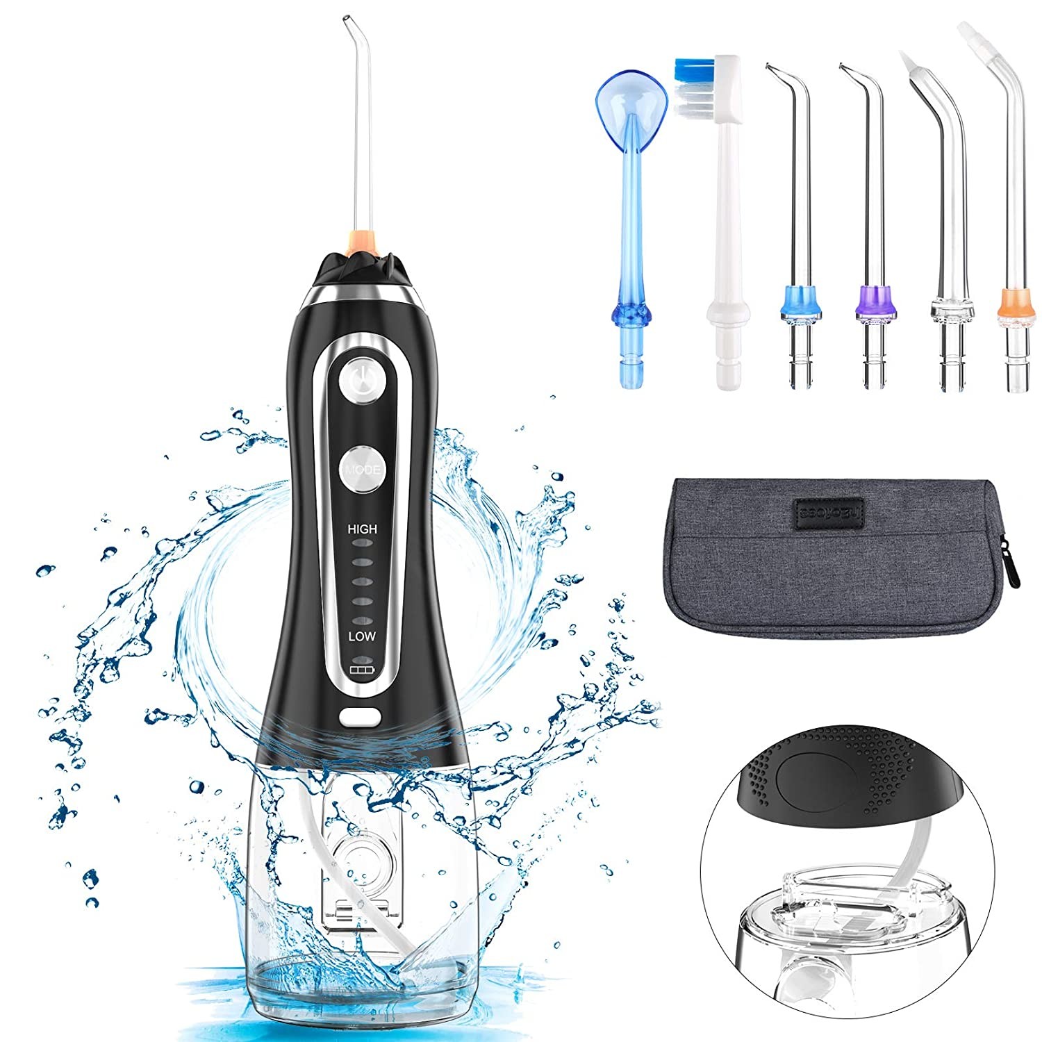 Teeth Cleaning IPX7 Ultrasonic Water Flosser Dental Water Pick