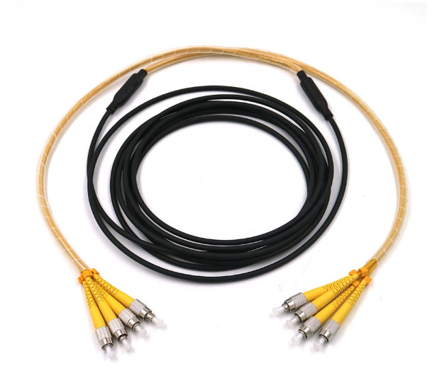 PE Jacketed Outdoor Pre Terminated Cable 4 Core FC/UPC-FC/UPC With 3.0mm Break Out Legs