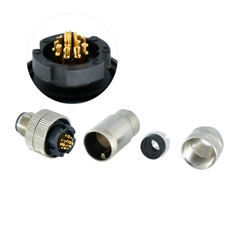 A B D Code 3 - 17 Pin M12 Connector Waterproof Male Female Plastic Metal Assembly