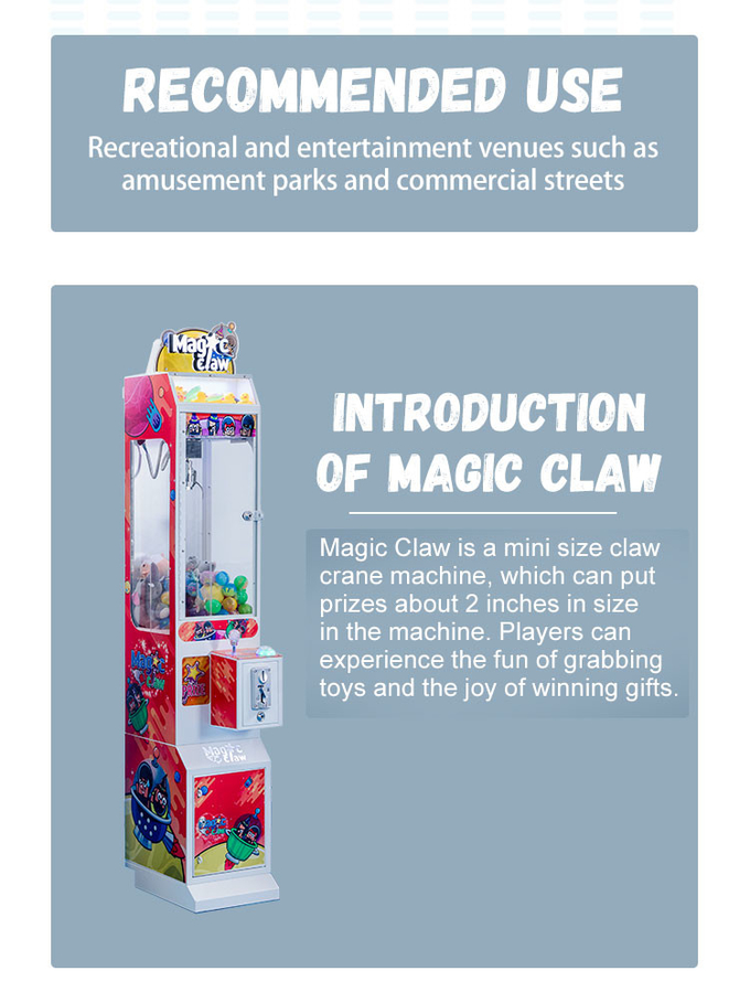 Coin Operated 6cm Claw Crane Machine Metal Chassis Doll Catching Arcade Game