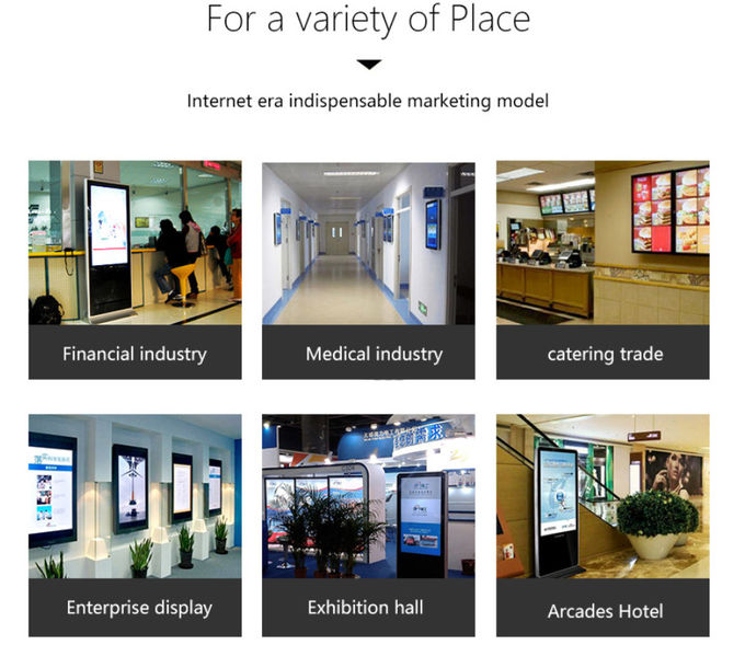 Super Size 65" Floor Standing LCD Advertising Display Interactive For Supermarket / Mall