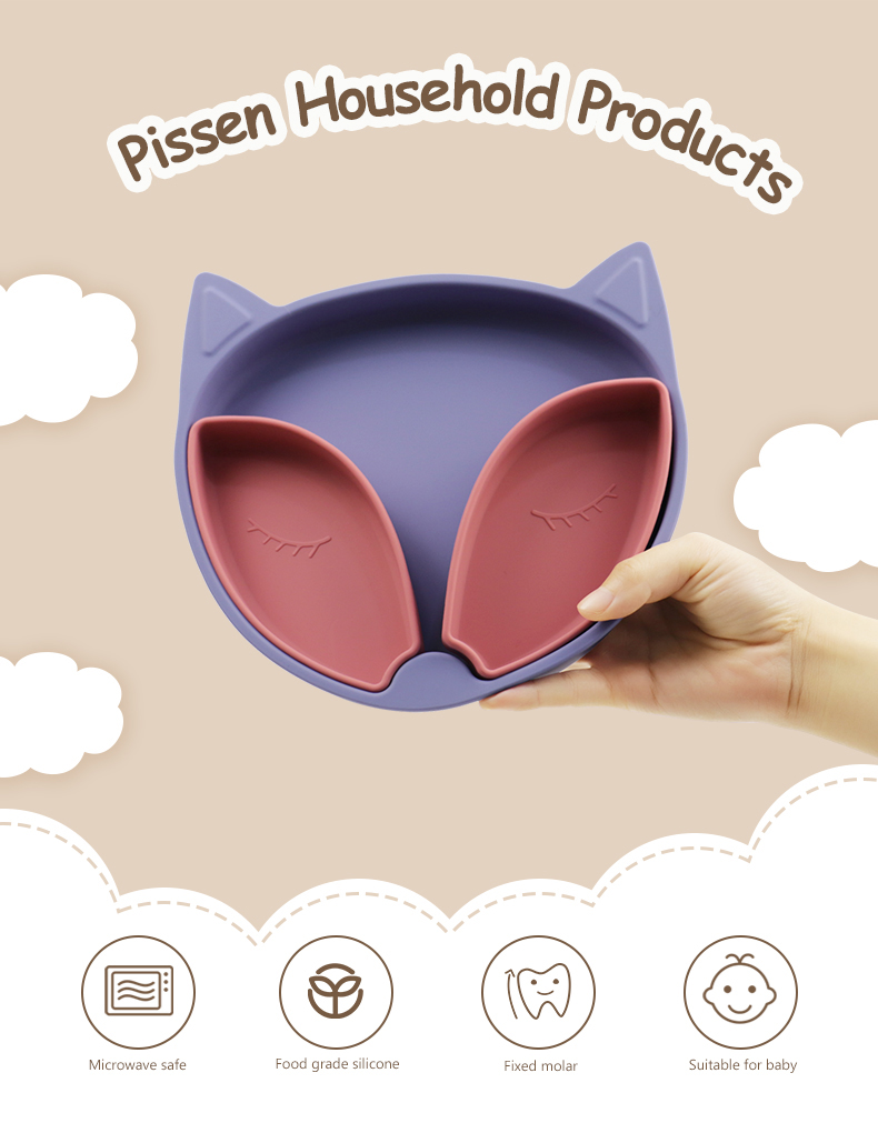 Eco Friendly Baby Silicone Suction Plate Silicone Dinnerware Set For Toddler Feeding