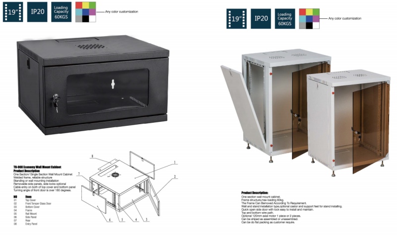 FTTH/FTTX 19 Inch Optical Telecom Racks Telecom Cabinet for Fiber Optic Manufacture