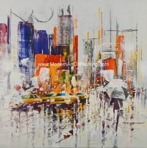 China Handmade Abstract cityscape wall art painting,  Acrylic Canvas Paintings streched on sale