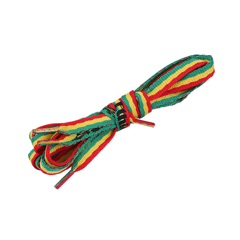 Printed Polyester Shoelace Custom Design Color Flat Cord With Plastic Tips