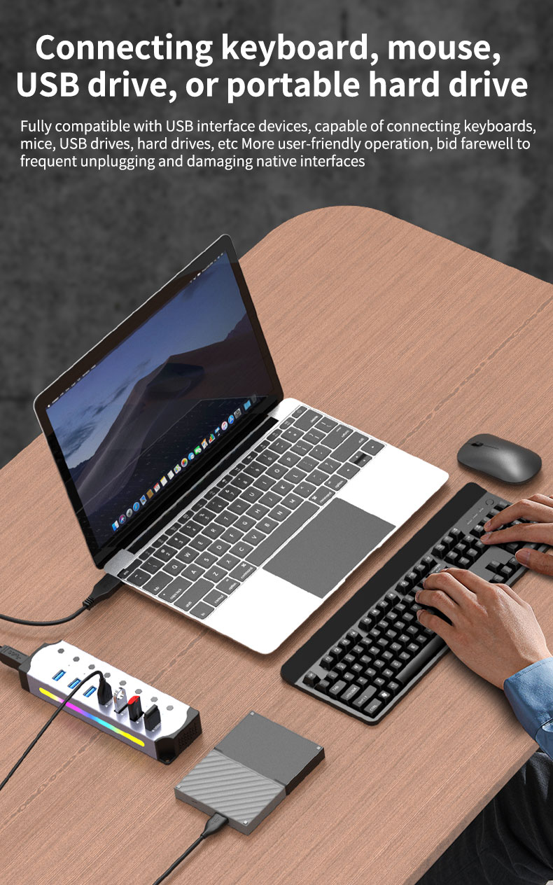 Customized Logo Accepted Speed USB 3.0 Hub with 7 Ports and Aluminum Alloy Design
