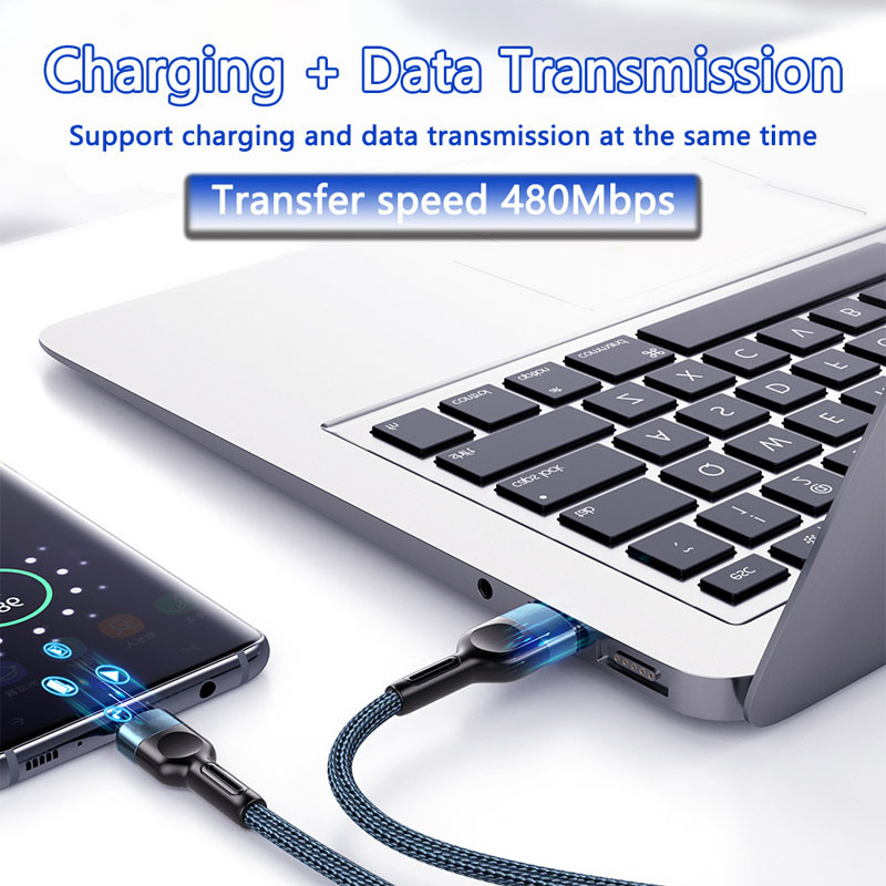 Aluminum Alloy 480mbps Fast Charger Cable 3A Black Red Blue Color