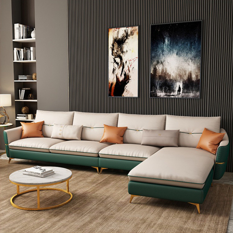 Fabric Leather 3 Seater Modern Living Room Sofa With Cushion