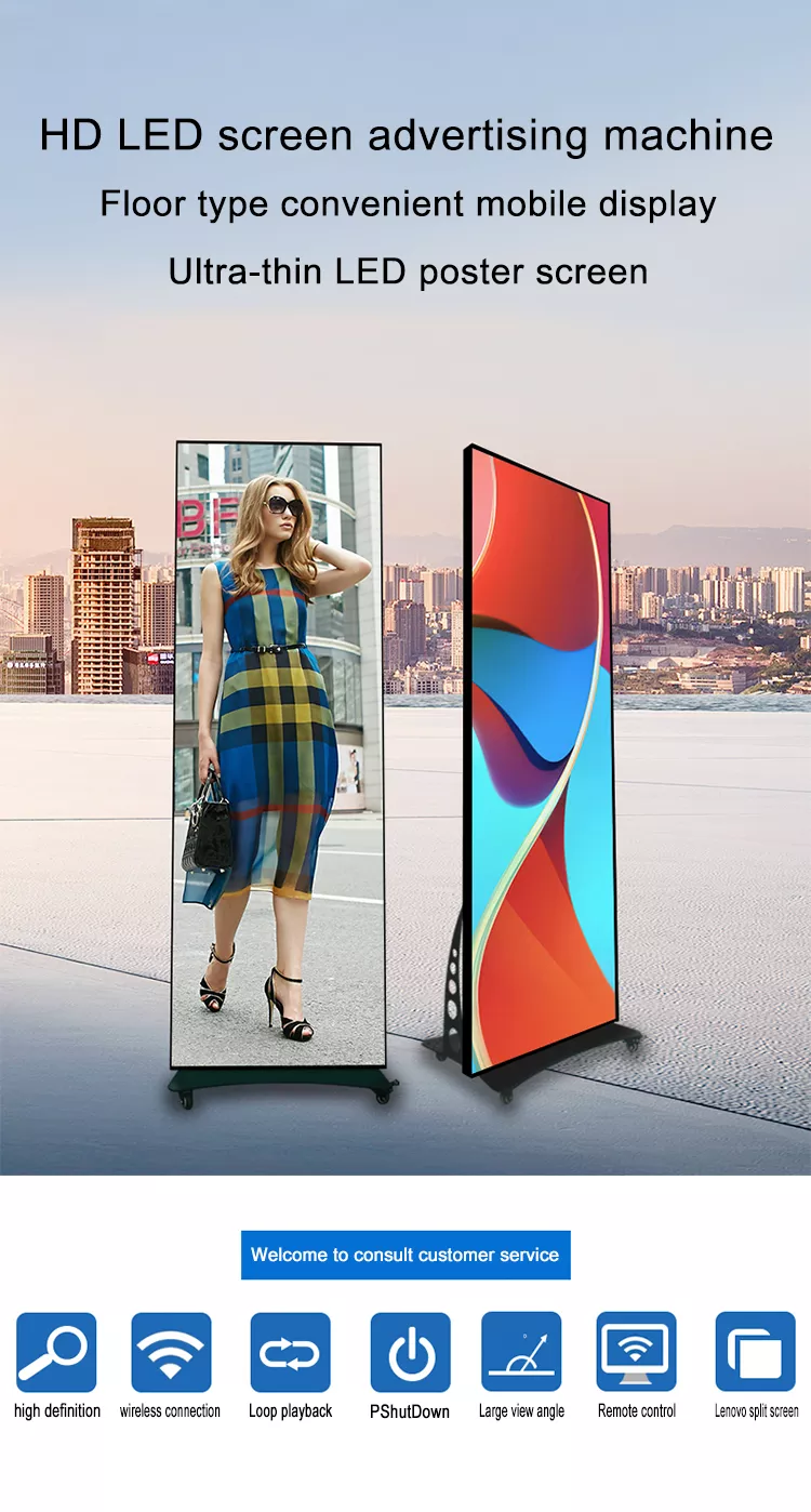 ROHS IP30 Portable Digital Smart Led Poster Display P2.5 for Indoor Advertising