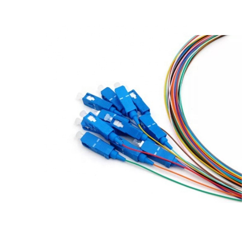FTTH SC UPC Simplex Colorful Fiber LSZH/PVC Singlemode SM 12cores Fiber Optic Pigtail