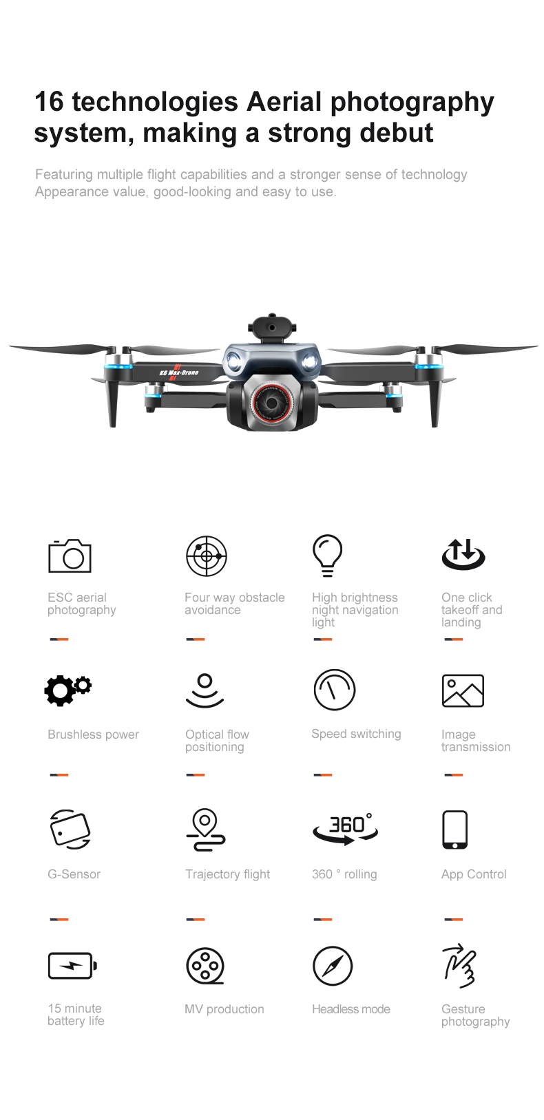 K6 Max Drone Wifi Foldable Remote Control Helicopter Perfect for Thrilling RC Dron Toy Gifts