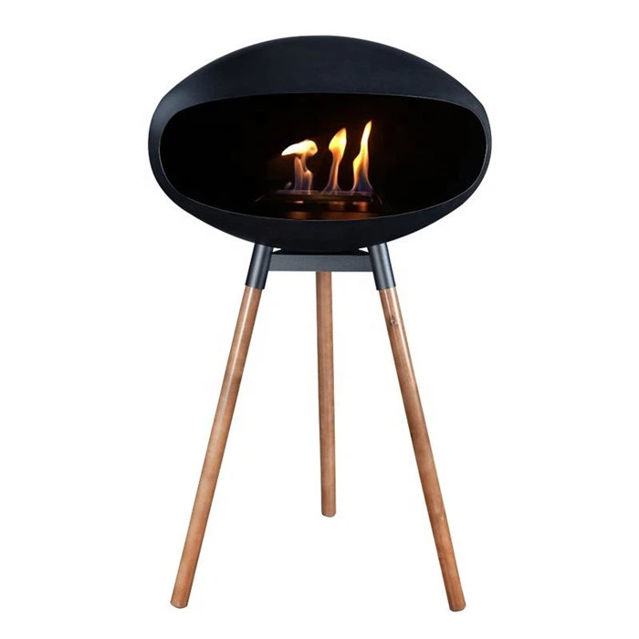 Indoor Free Standing Real Fire Ethanol Fireplace Corten Steel Material