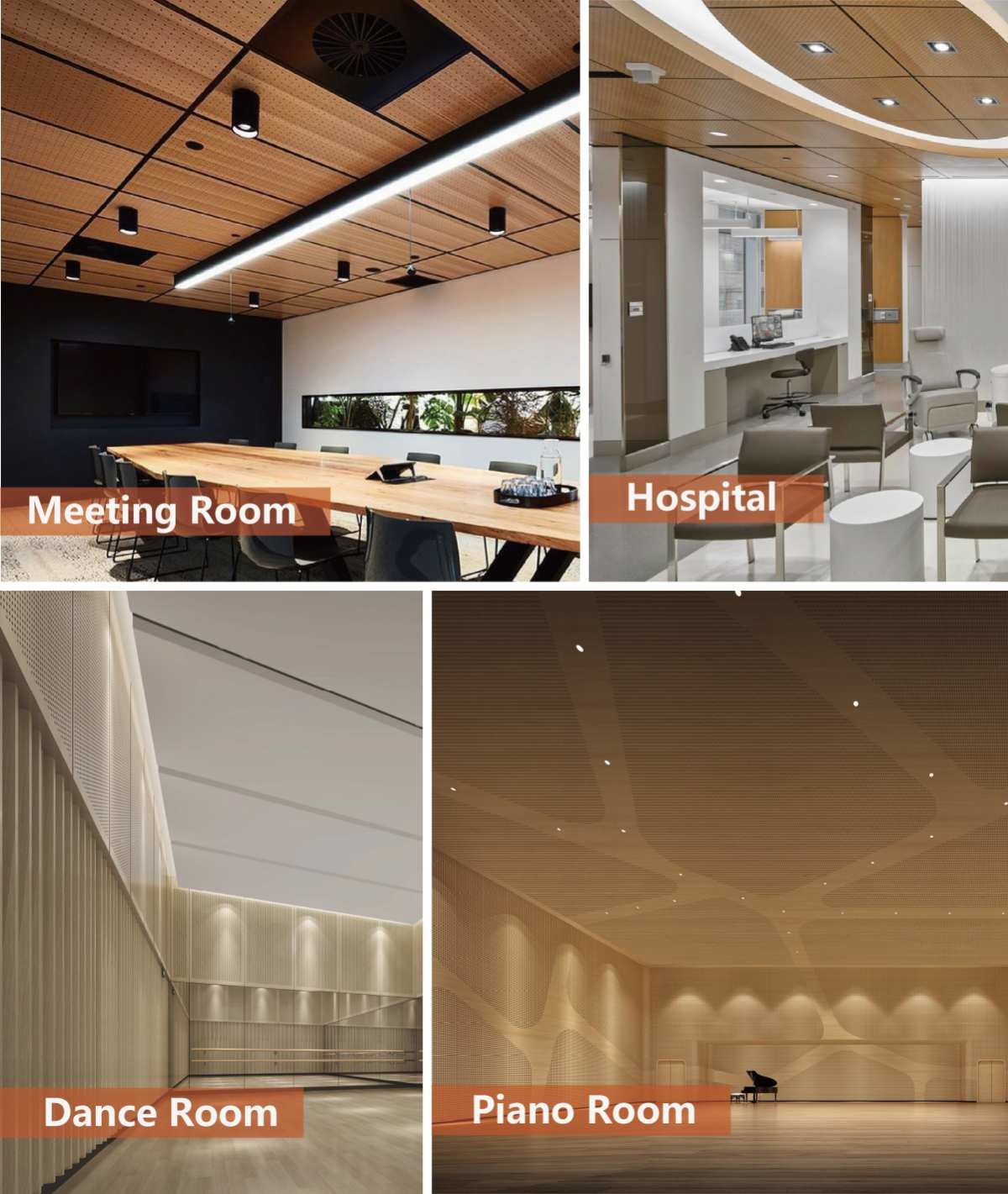 Interior Decoration Perforated Acoustic Panels For Public Office Ceiling Installation