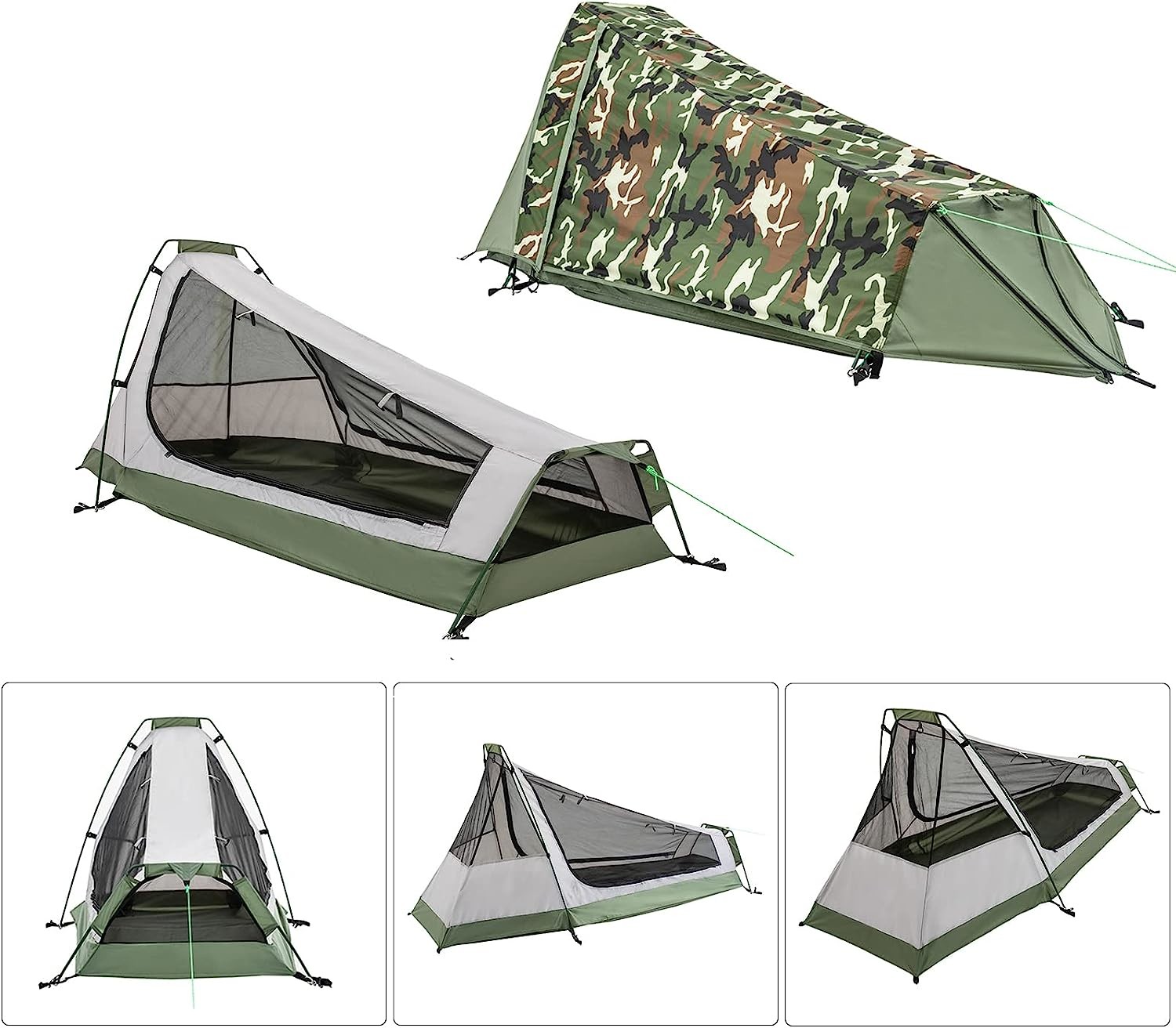 Ultralight Camping Tent, Ultralight Single Person Bivy Tent for Camp Waterproof 1 Man Tent Camping Hiking Backpack
