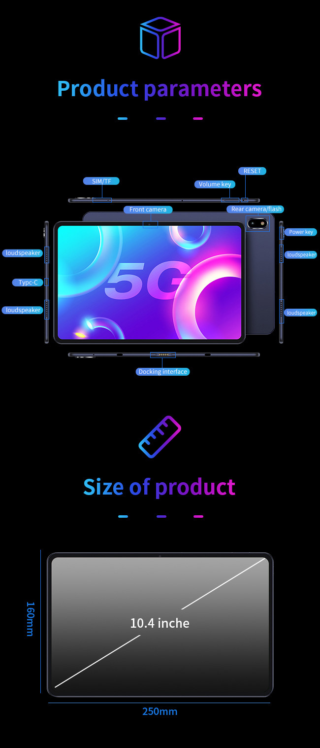 10.4 Inch Android Tablet Navigation 5G Dual Card Dual Wait GPS Satellite Navigation Bluetooth 5.0 Tablet