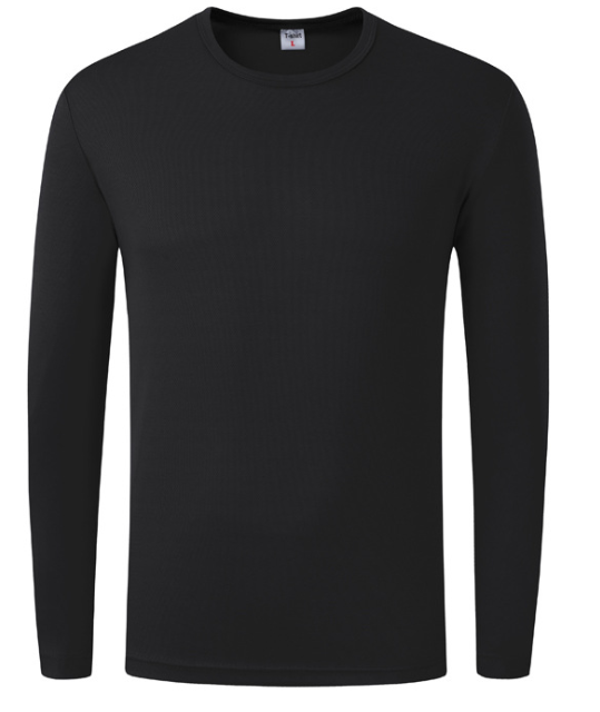 Plain Polyester T Shirts Clothing Round Neck Full Sleeve T Shirt 200g