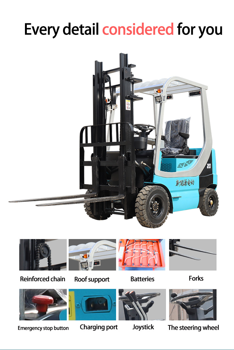 Cheap Electric Forklift Truck 1.5t 2t 3ton Small Lithium Battery New Full Electric Forklift Hotels, Garment Shops