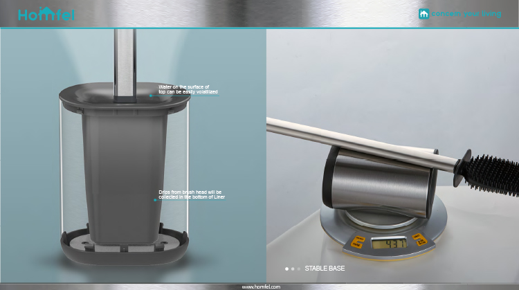 Stainless Steel Compact Bathroom TPR Toilet Brush Holder SET Hot Europe Style Durable Cup Material Polypropylene