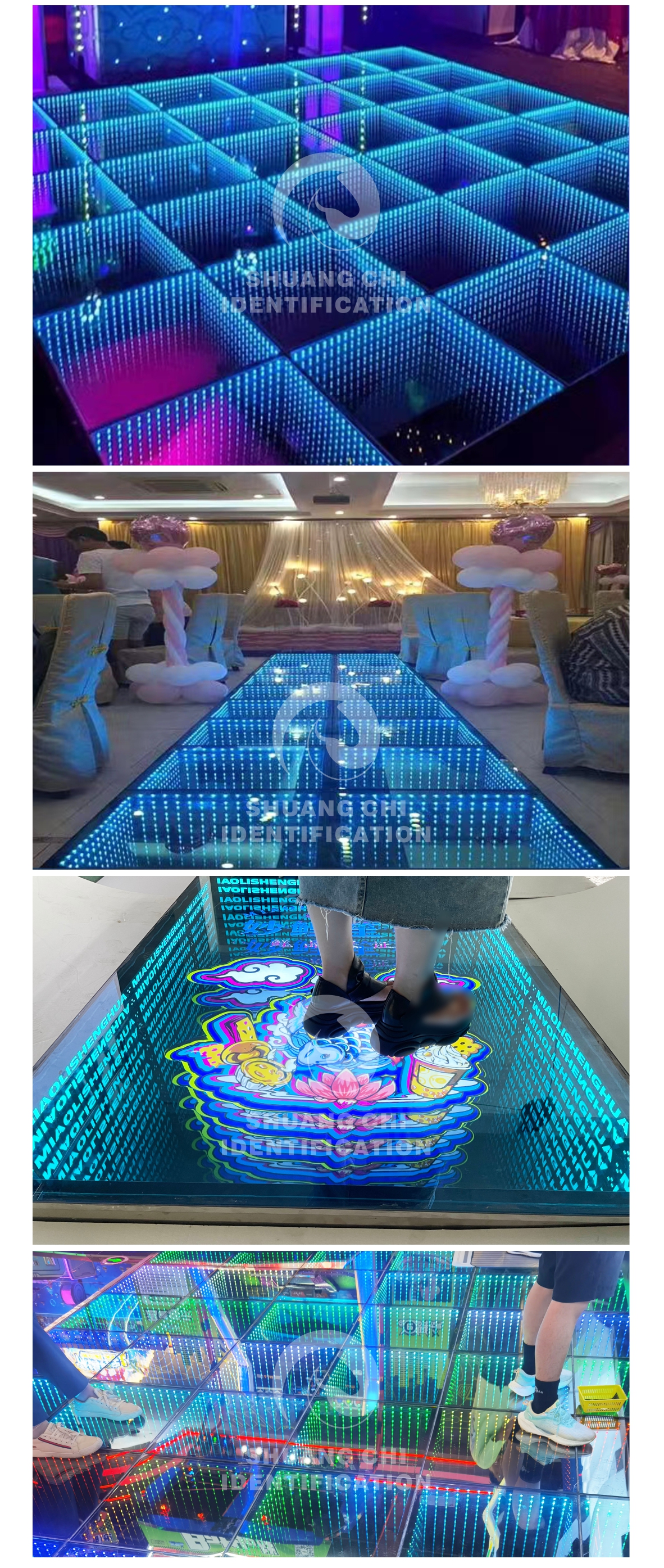 3D Infinity Mirror Video Light LED Dance Floor For Wedding Party Customization