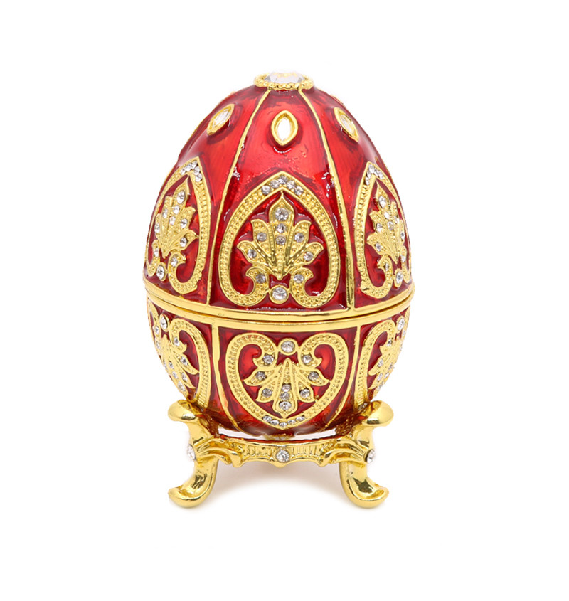 Red Egg Trinket Box Easter Egg Jewelry Box Russian Craft Collectible Easter Gifts Rrussian Faberge Egg jewelry box