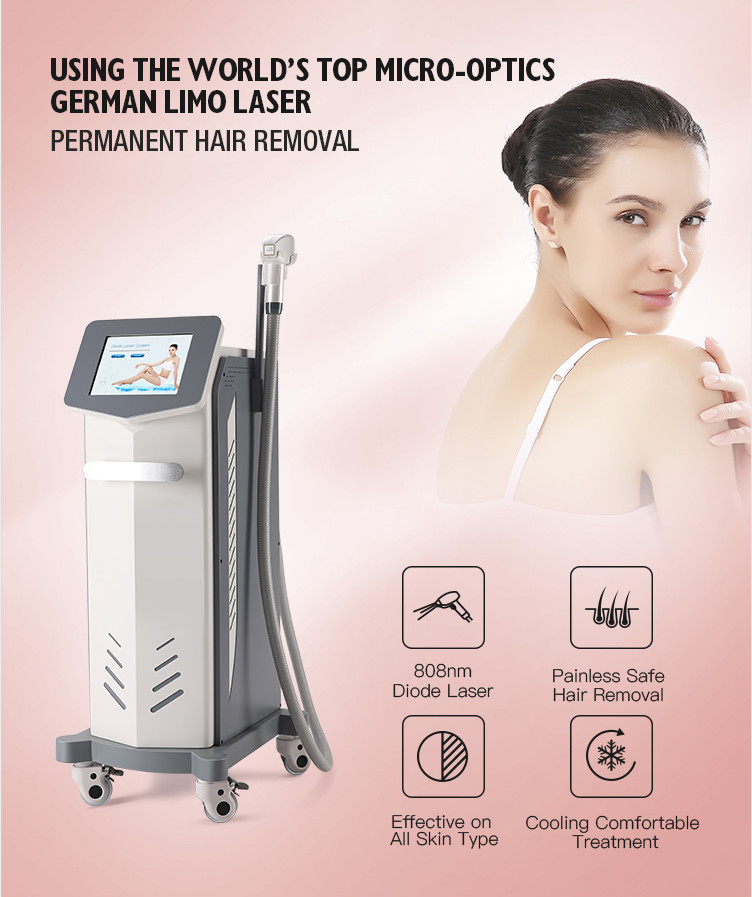 1000W Diode 808 Nm Permanent Hair Removal Equipment 2-88j/Cm2