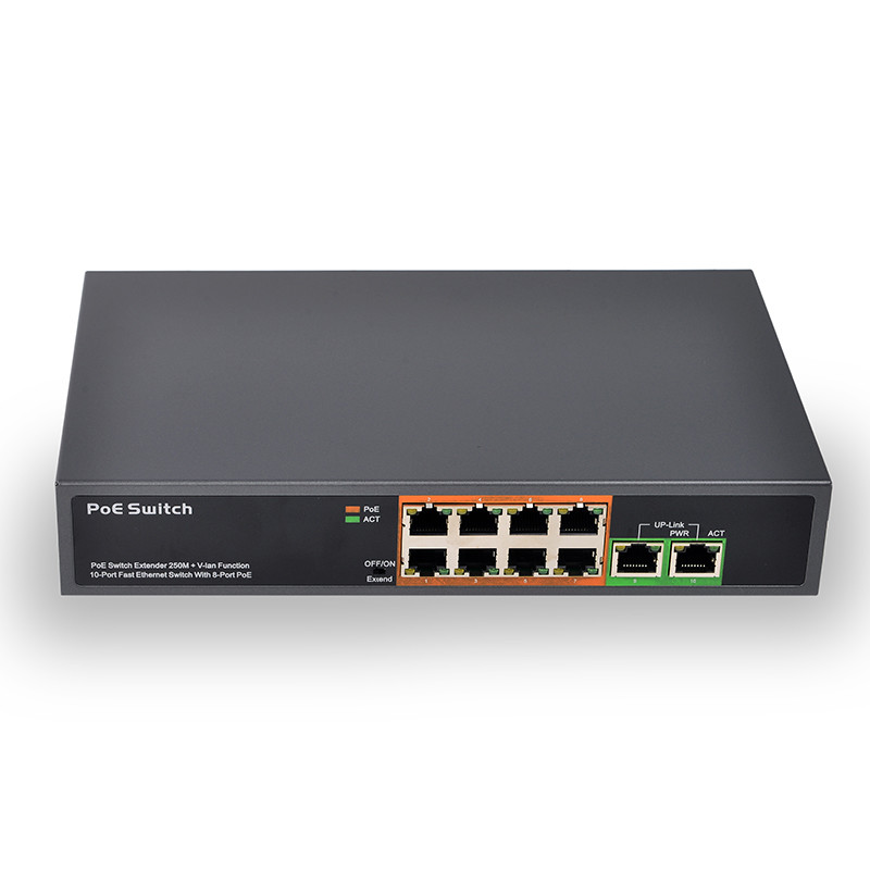 full metal case 4 ports 100Mbps IEEE 802.3af/a standard 65W power backplane bandwidth 1.2 Gbps uplink port POE switch