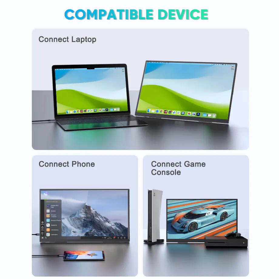 Ultra Slim IPS Portable Monitor Touchscreen Usb C 18.5Inch 1080P HDR Wireless