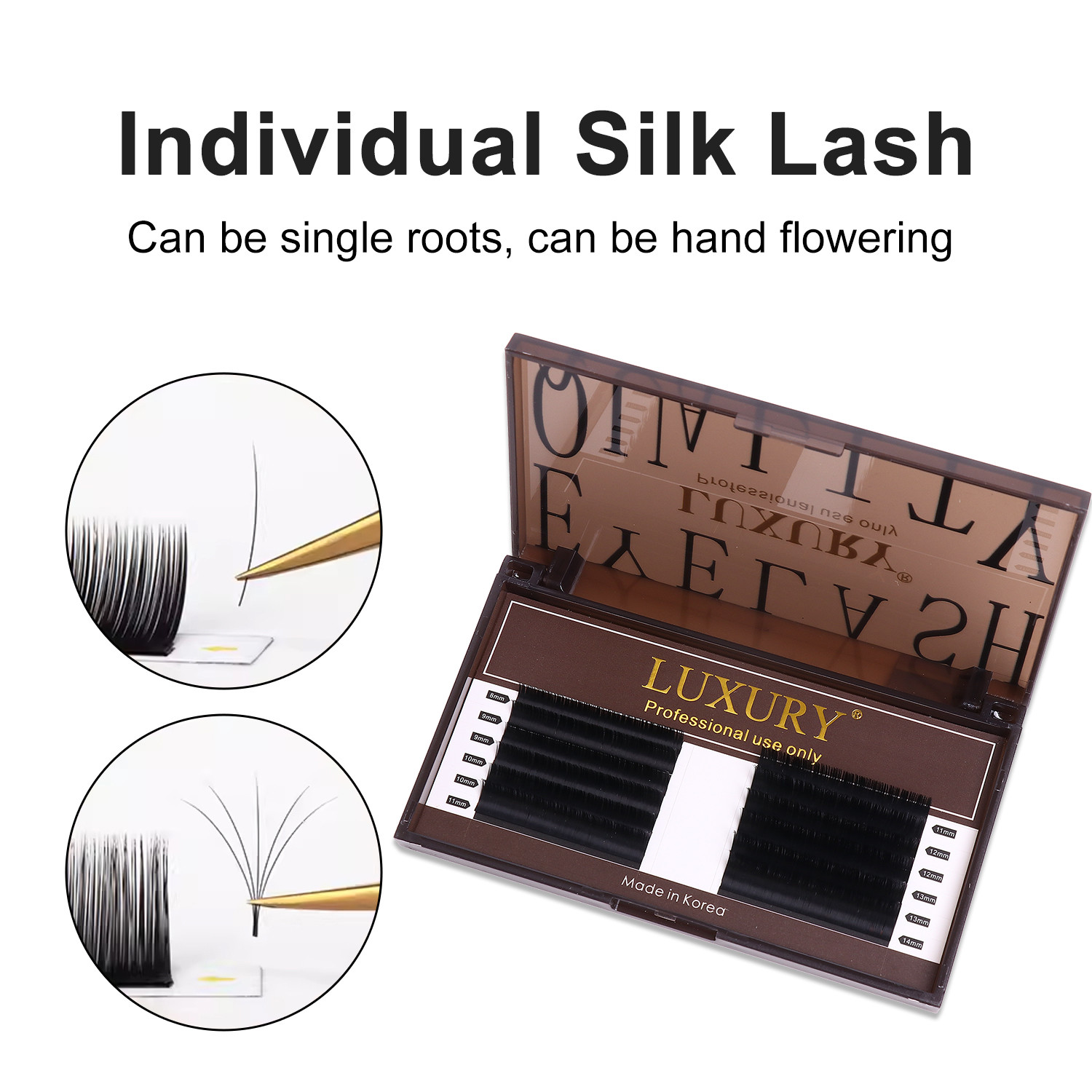 YY Lash Extensions CC/D/DD Curl 0.10mm Thickness Volume Extension 8-14mm Long Lasting Matte Black False Lashes