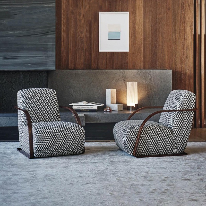 Italian Simple Single Sofa Chair Fabric Leisure Tiger Arm Chair