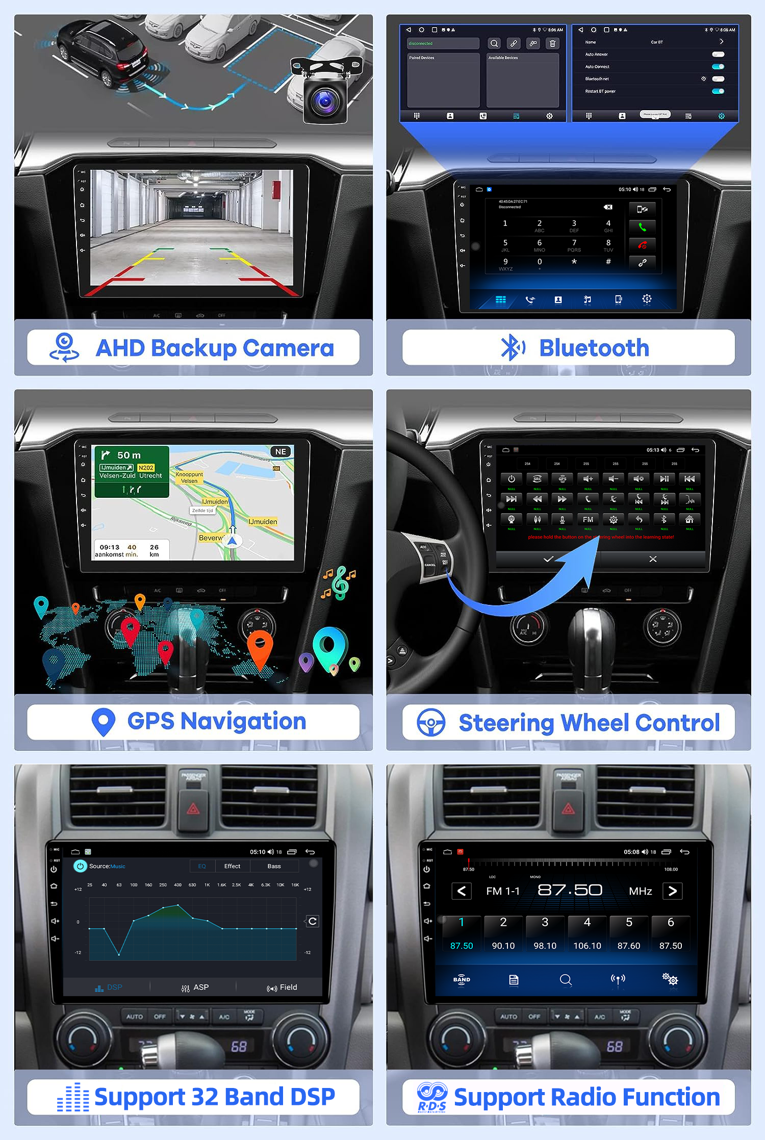 High Resolution 9" Android 10 Car Audio Radio Stereo with GPS WIFI IPS Car Screen