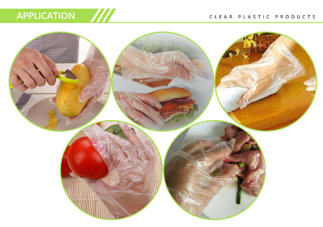 Waterproof resistant disposable polyethylene plastic gloves for food grade