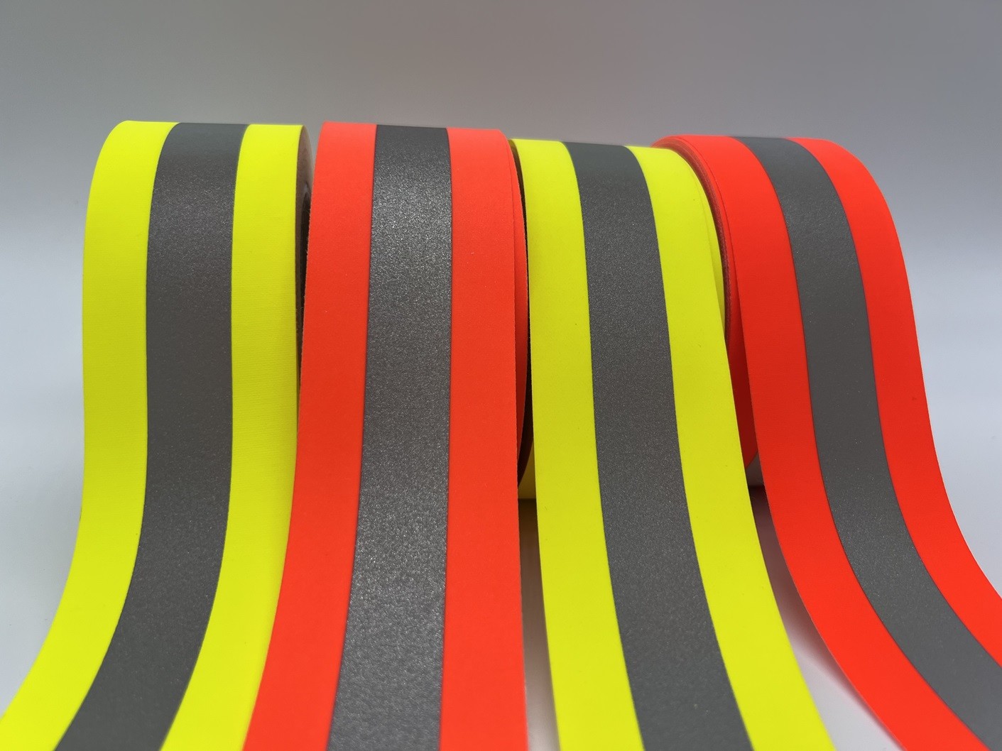 Silver Orange Fire Resistant Reflective Fabric Tape Applied To Firefighting Clothing