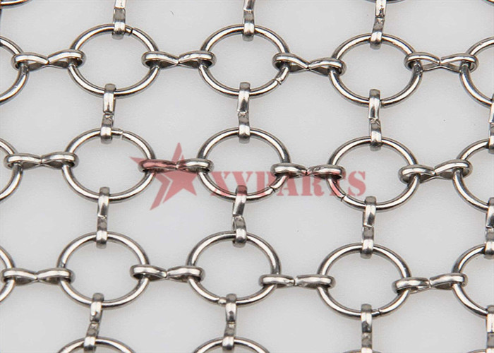 Gold Color Ring Mesh Curtain Linked With 'S' Hook As Space Divider For Hotel Decoration