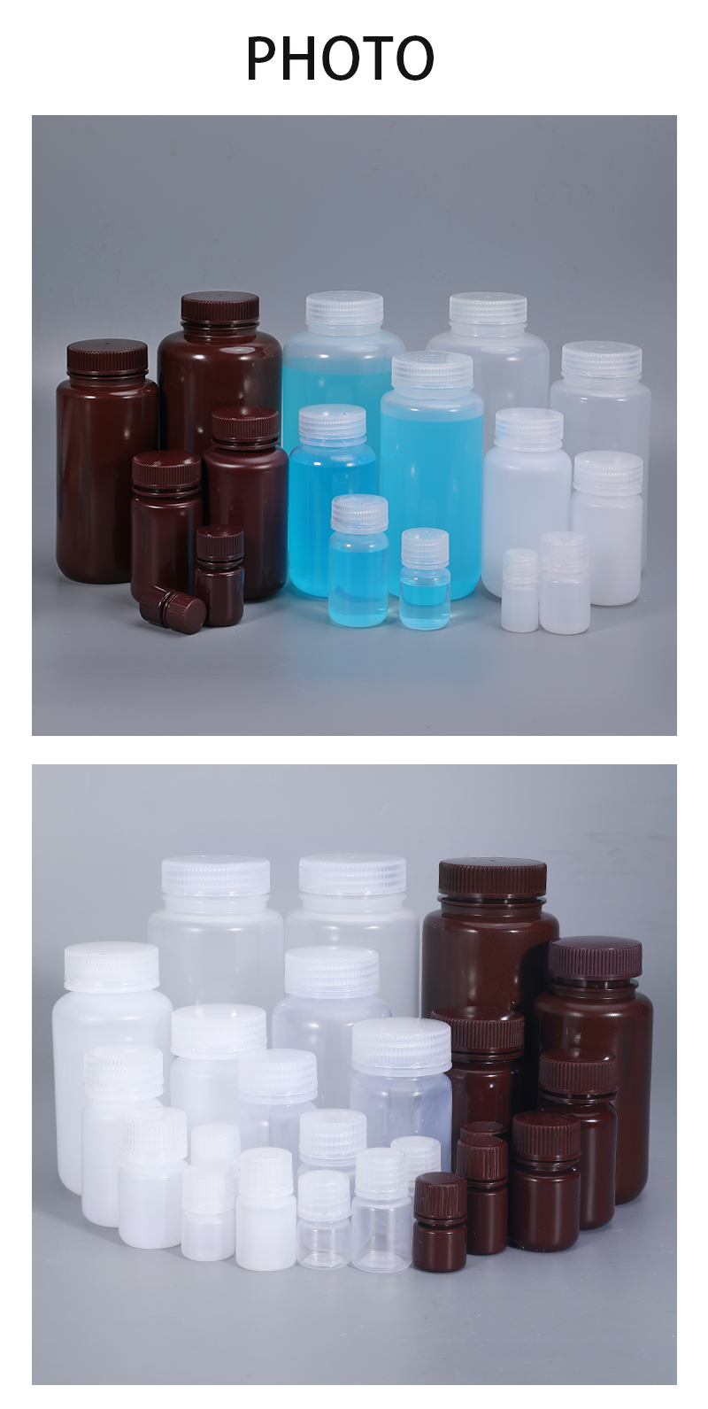 SCREW CAP 500ml PP Round Wide Mouth Bottles for Chemical Liquid Storage in Laboratory