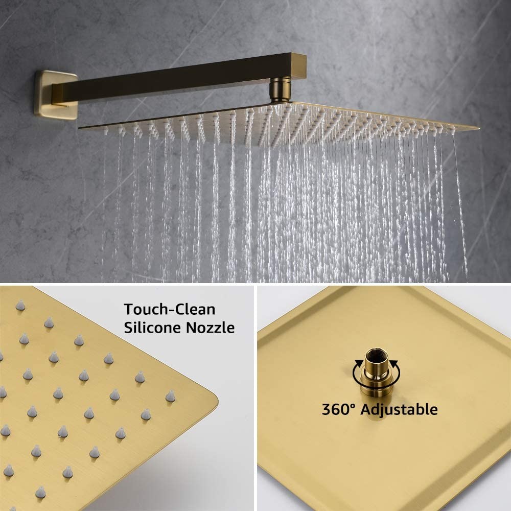 8 Inch 0.6MPA Shower Faucet Set Wall Mounted Brushed Golden Color for bathroom