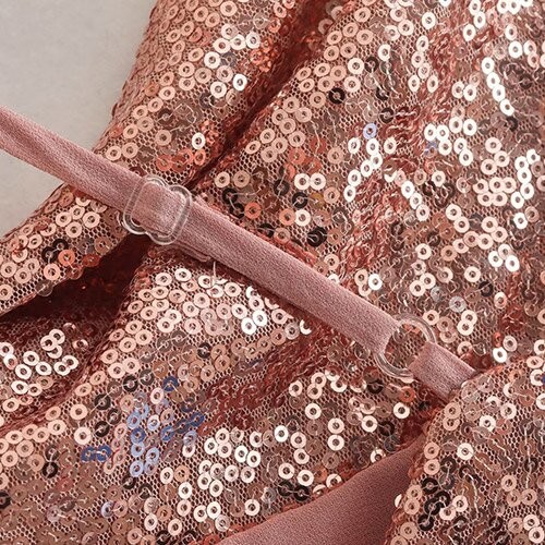 OEM maufactory Sexy Sleeveless Temperament Sequins Polyester Skirt V Neck Skirt Dress