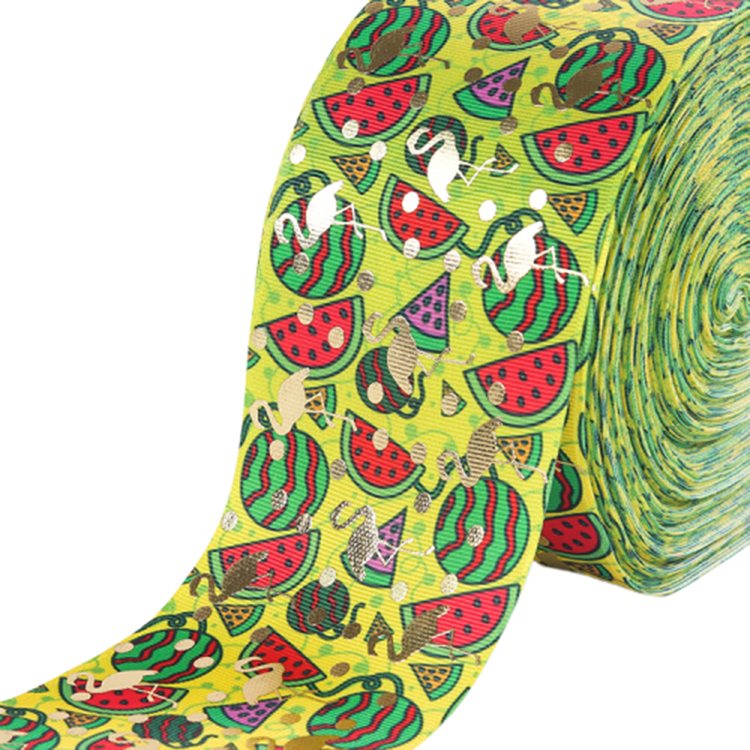 Customized Printing 75mm Wide Grosgrain Ribbon 100% Polyester Material