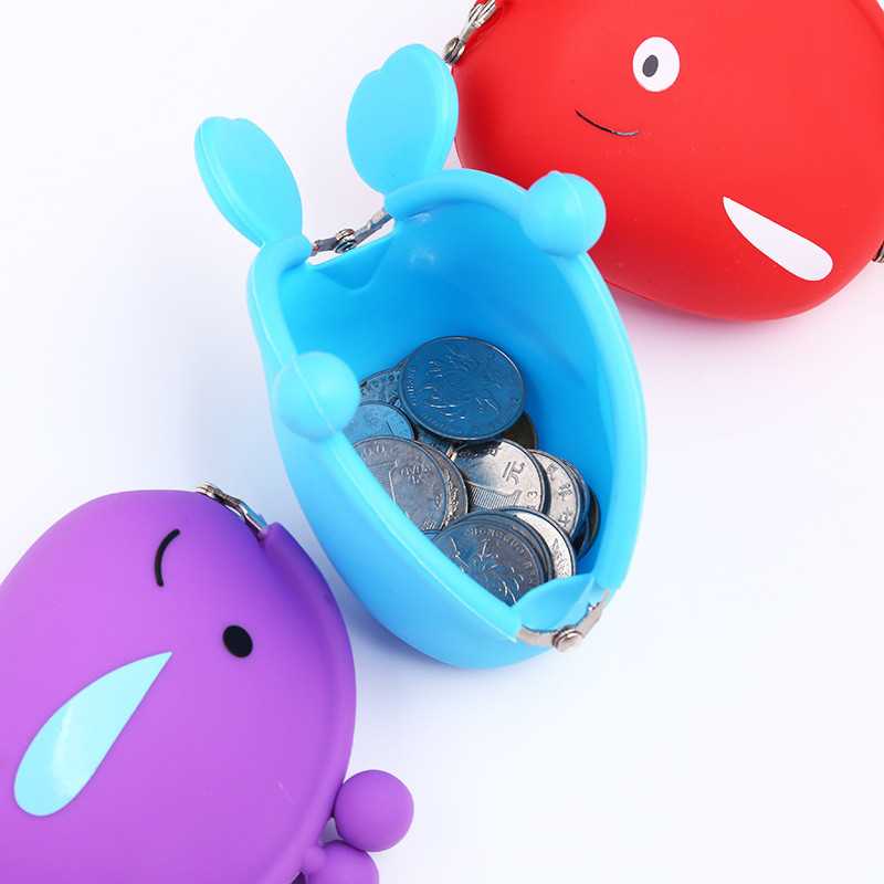 Cartoon Animal Silicone Fish Coin Wallets Purse Headset Bag For School Prize Gifts Wallet Bag Christmas Birthday Kidgift